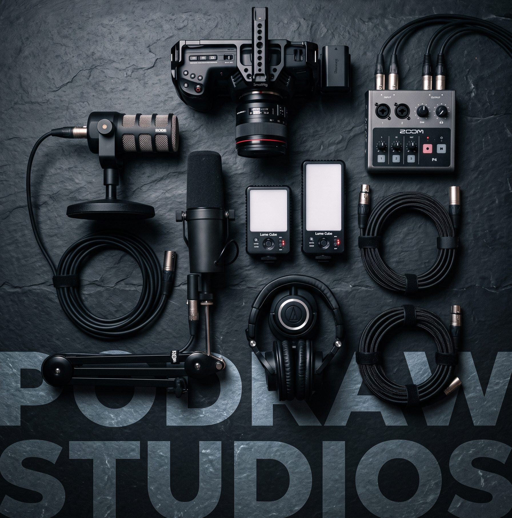 Podraw Studios portable podcast studio kit — cameras, microphones and lighting