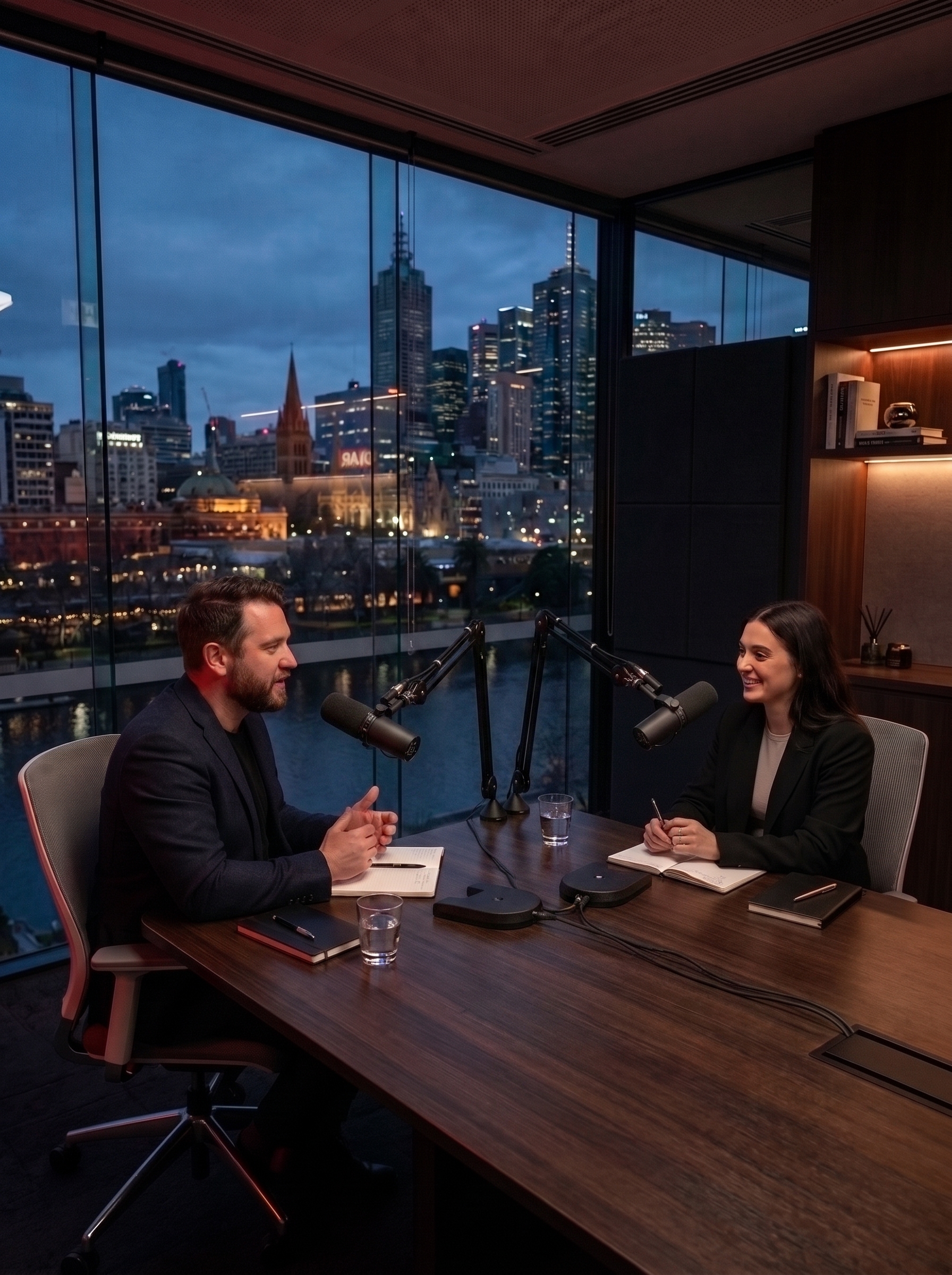 Podraw Studios mobile podcast setup recording inside a Melbourne office